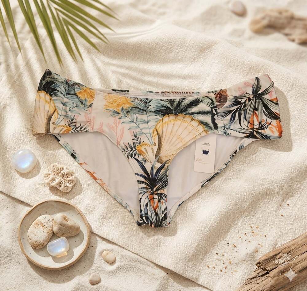 Rachel Roy Tropical Coral Reef Bikini Bottom - NWT - Size XL - Ruched